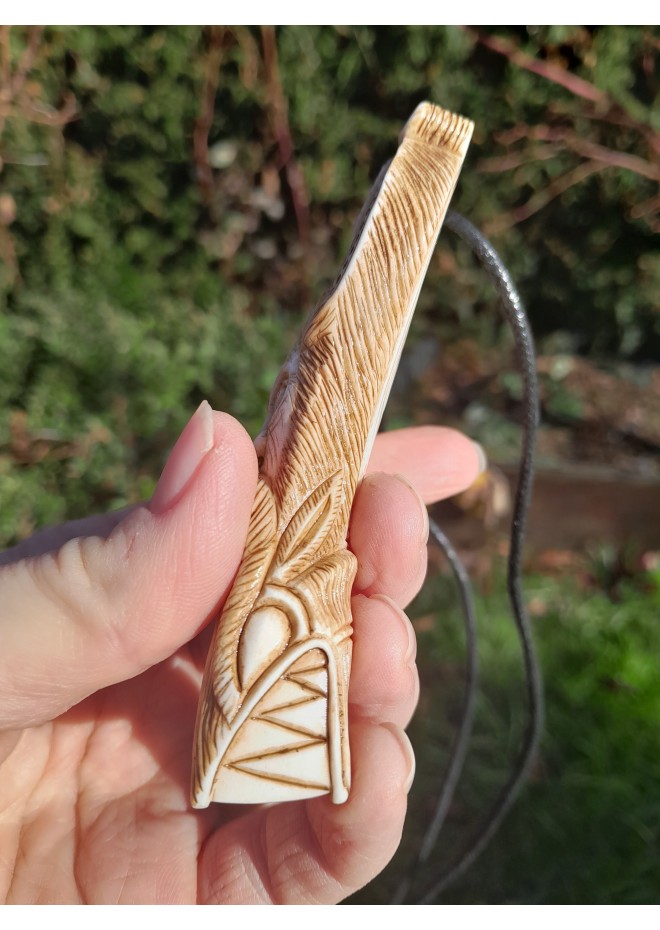 Unique Allfather God Odin pendant . Moose antlers hand-carved 