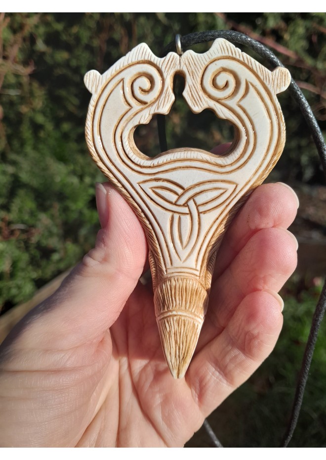 Unique Allfather God Odin pendant . Moose antlers hand-carved 