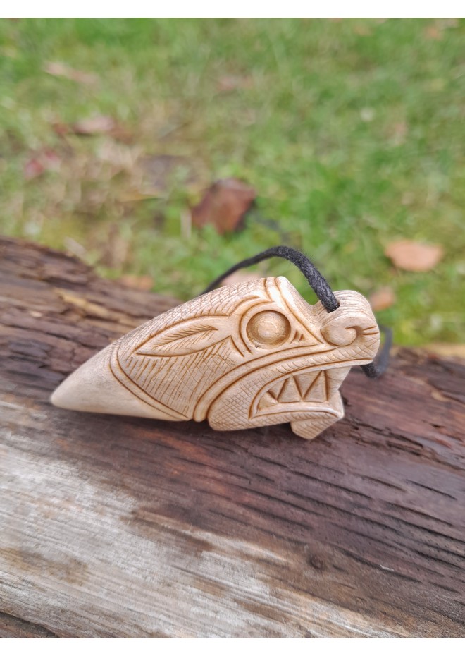 Viking style Dragon protection pendant. Moose antlers hand-carved