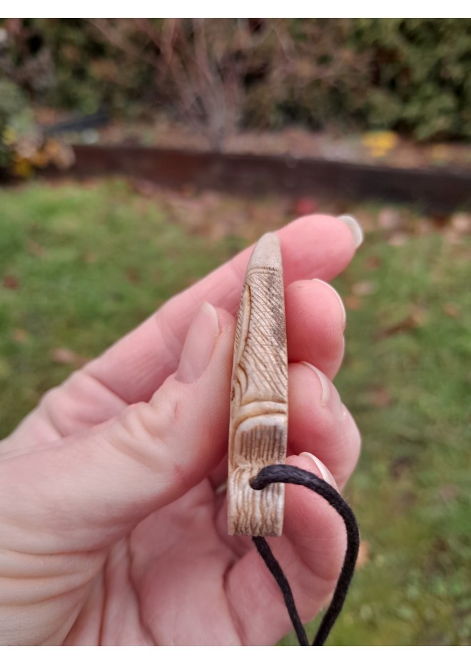 Viking style Dragon protection pendant. Moose antlers hand-carved