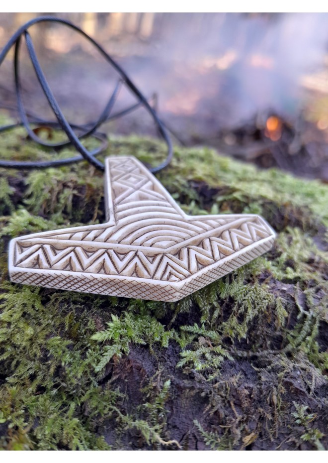 Mjolnir necklace. Moose antlers hand-carved