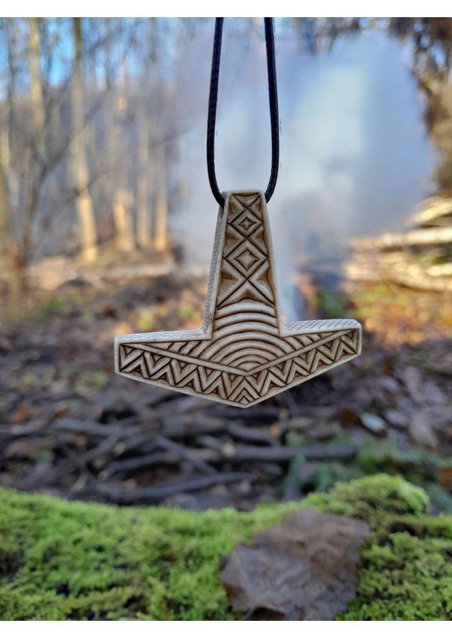 Mjolnir necklace. Moose antlers hand-carved