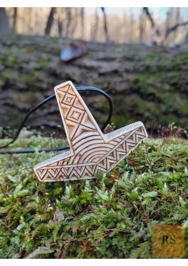 Mjolnir necklace. Moose antlers hand-carved