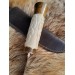 Norse Dragon knife. Moose antlers carved handle. Hand-forged blade