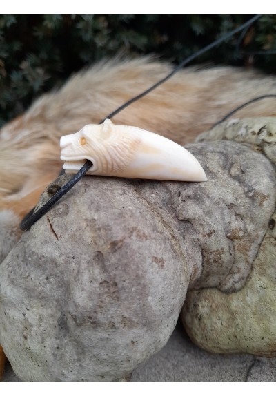 Small Viking bear amulet. Berseker warrior totemic necklace. Odin. Bear head talisman. Moose antlers hand-carved
