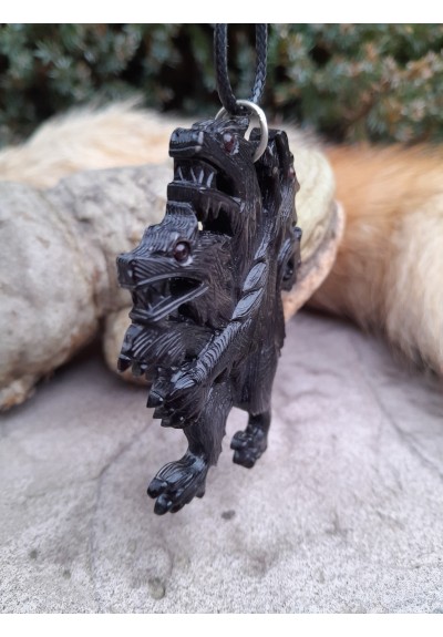 Unique hand-carved Cerberus necklace. Hound of Hades. Greek mythology. Three-headed dog. Hound of Hell amulet. Guard of the underworld.