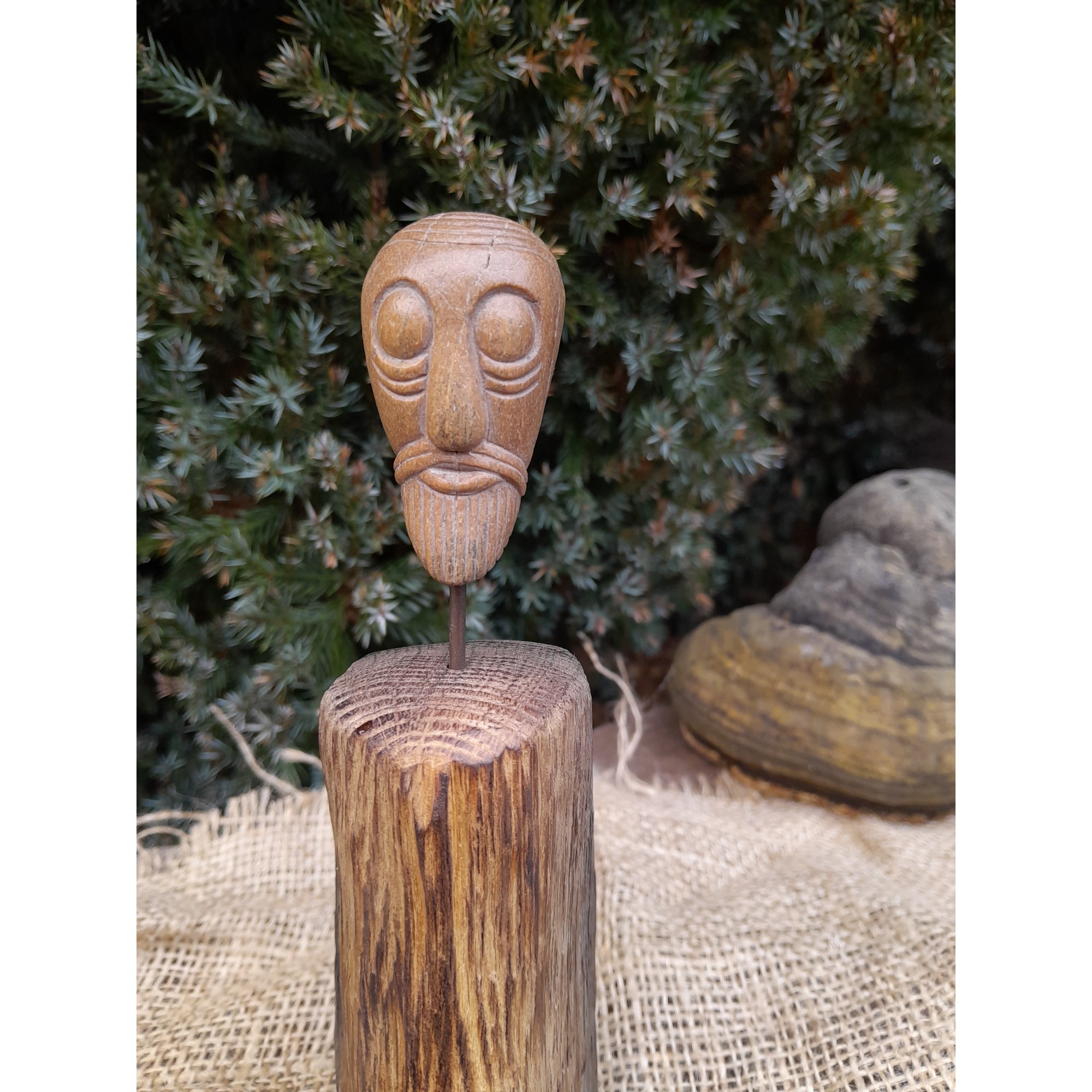 Hand-carved Viking Head. Replica From Cart Found in Oseberg Viking