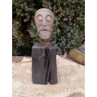 Viking Warrior bearded head. Oseberg art, Norway, Oseberg Cart Museum Reenactment, Norse Sculpture, pagan statue. Home decor - hand carved