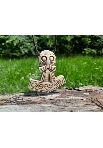 Bone Thor's Hammer necklace. Viking Mjolnir amulet. Antlers hand-carved Bone Thor's Hammer necklace. Viking Mjolnir amulet. Antlers hand-carved