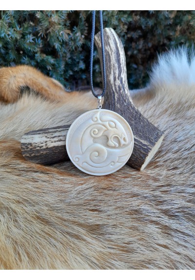 Unique Sleipnir amulet. Odin’s horse. Viking style jewelry. Norse mythology. Odin horse art - antler hand-carved