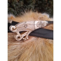 Vikings style knife with Dragon head & leather sheath. Norse seax. Hand-forged steel. Hand-carved handle with Celtic knot