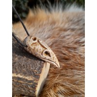 Unique Raven skull witch amulet with carved human skull. Gothic necklace. Shamanic pendant. Antler hand-carved