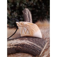 Wolf amulet. Vikings Wolf Fenrir pendant. Norse mythology art work. Pagan, Celtic, Nordic jewelry -  Moose antlers hand-carved 