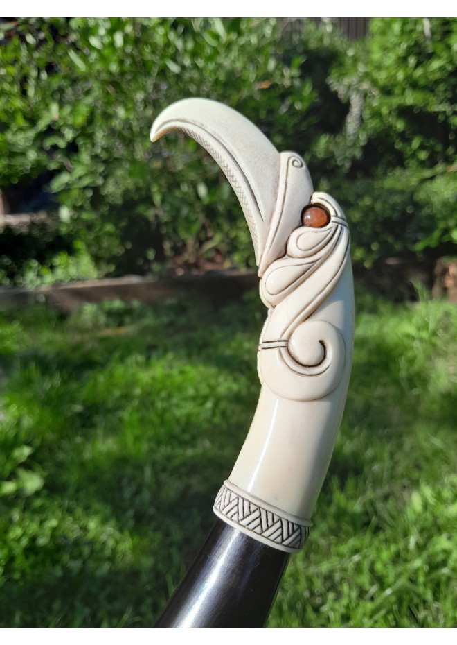 Viking drinking horn with Raven of Odin design and Viking alphabet