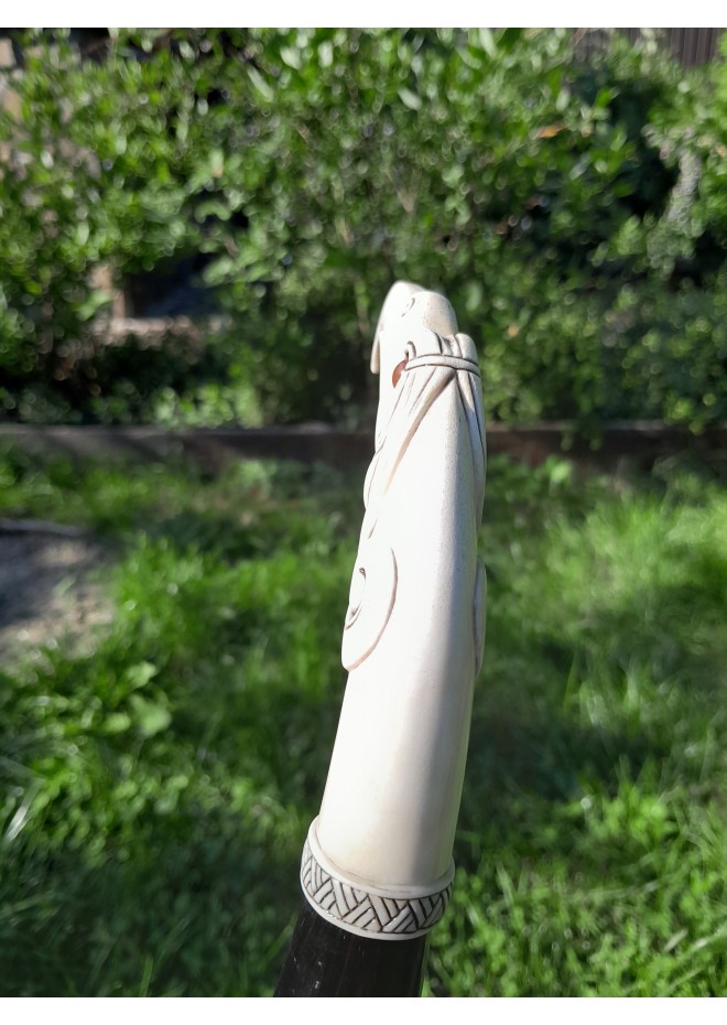 Viking drinking horn with Raven of Odin design and Viking alphabet