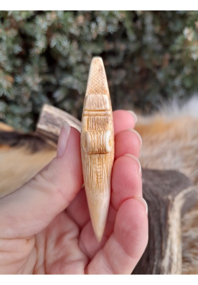Viking Dragon necklace with Algiz rune. Norse Mythology art. Jörmungandr amulet. Pagan protection jewelry - moose antlers hand-carved