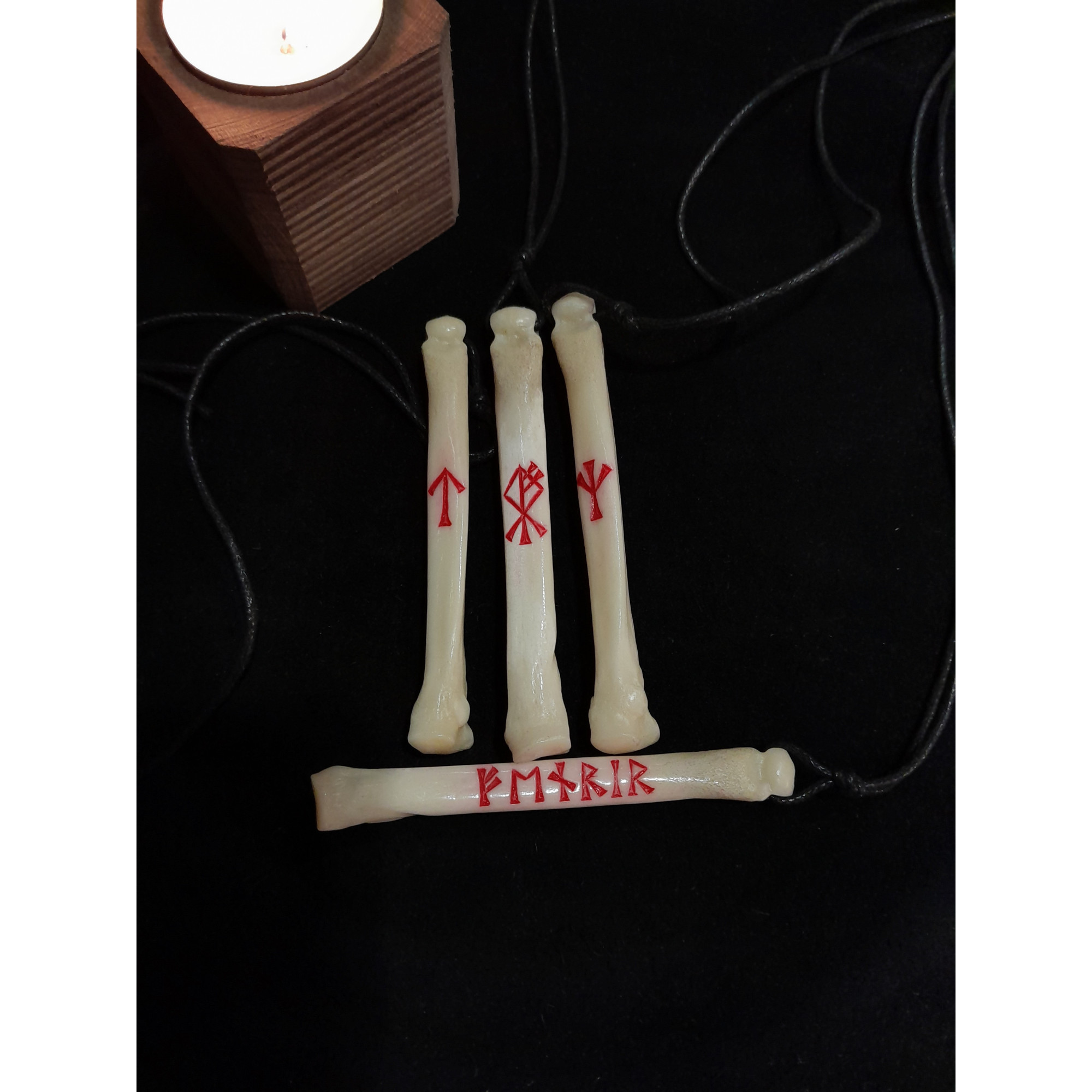 Handmade Runescape Runes Handmade Wolf bone amulet with runes - RS Artcraft