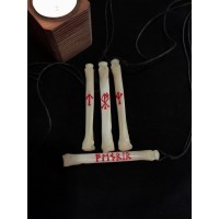 Handmade Wolf bone amulet with runes.