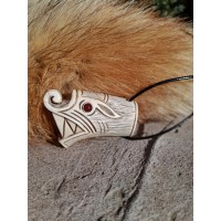 Norse Viking wolf head amulet. Berserker necklace. Moose antlers hand-carved 