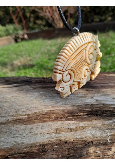 Viking, Celtic Boar jewelry. Gullinbursti amulet. Antler hand-carved. Freyr talisman 