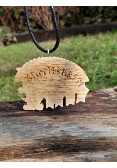 Viking, Celtic Boar jewelry. Gullinbursti amulet. Antler hand-carved. Freyr talisman 
