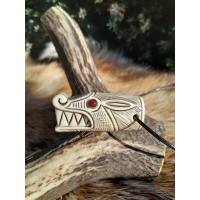 Norse Viking wolf head amulet. Berserker necklace. Moose antlers hand-carved 
